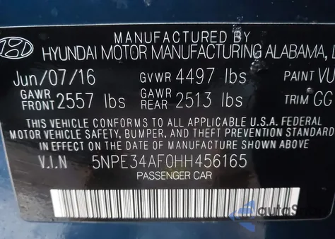 2017 Hyundai Sonata Limited из США, поврежденный, VIN 5NPE34AF0HH456165